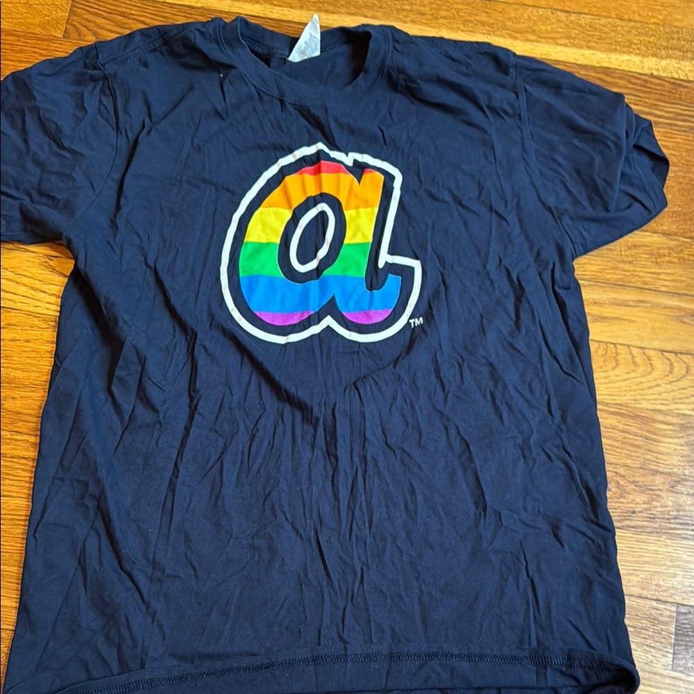 Navy rainbow, Atlanta Braves pride T-shirt